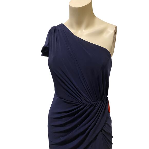 Mac Duggal 67858 Ruffled One Shoulder Draped Gown Blue 0 - Picture 3 of 10